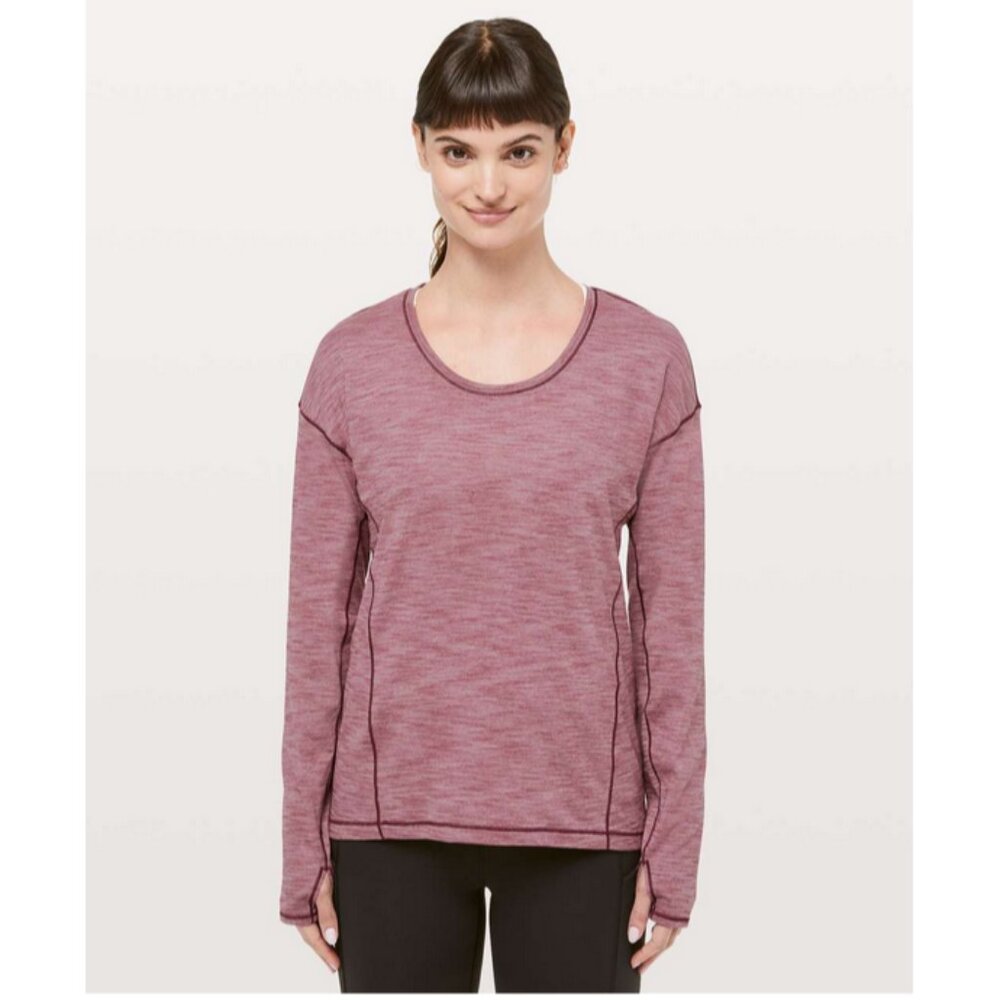 Lululemon Sz. M Sweat Embrace Long Sleeve in Heathered Misty Merlot